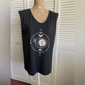 Sleeveless t-shirt witchy moon stars vibes